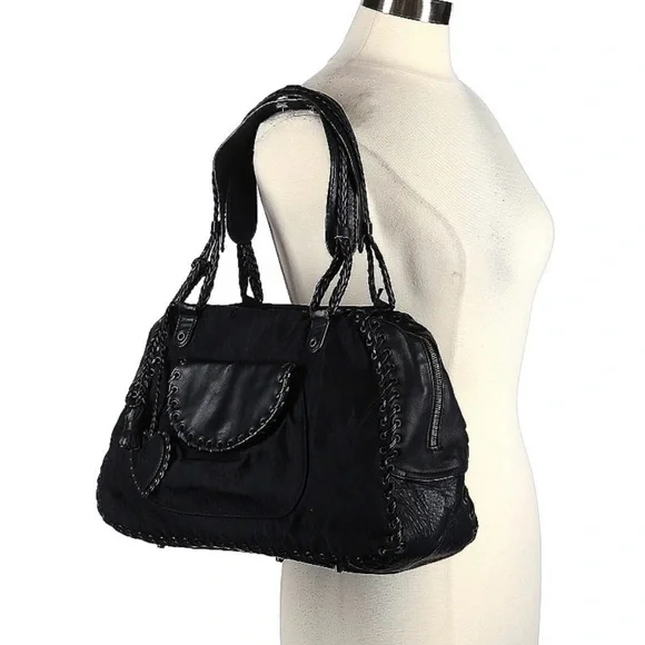 CHRISTIAN DIOR Monogram Ethnic Shoulder Bag Black